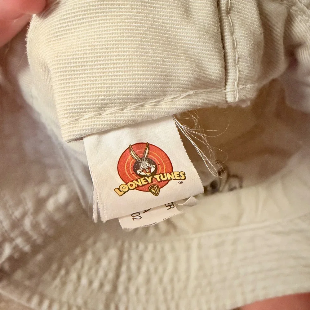 Vintage Looney Tunes Tweety Cargo Bucket Hat Military Pockets 1999 Y2K Logo